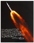 Walter Cunningham Signed 16 x 20 Photo With Poignant Message on the Legacy of Space Travel -- ...We changed the way everyone in the world thought of themselves...
